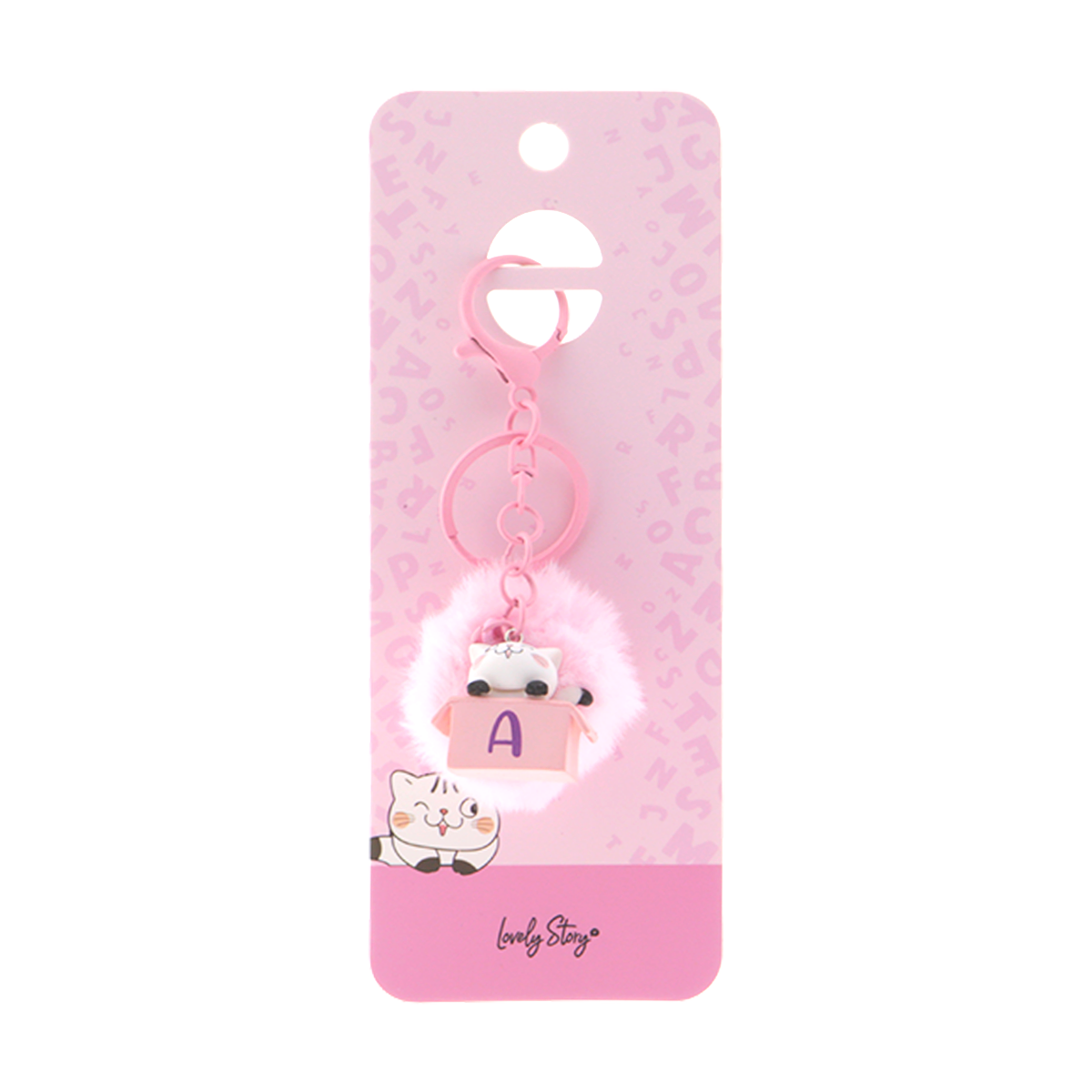 Llavero con iniciales Gatito - Rosa