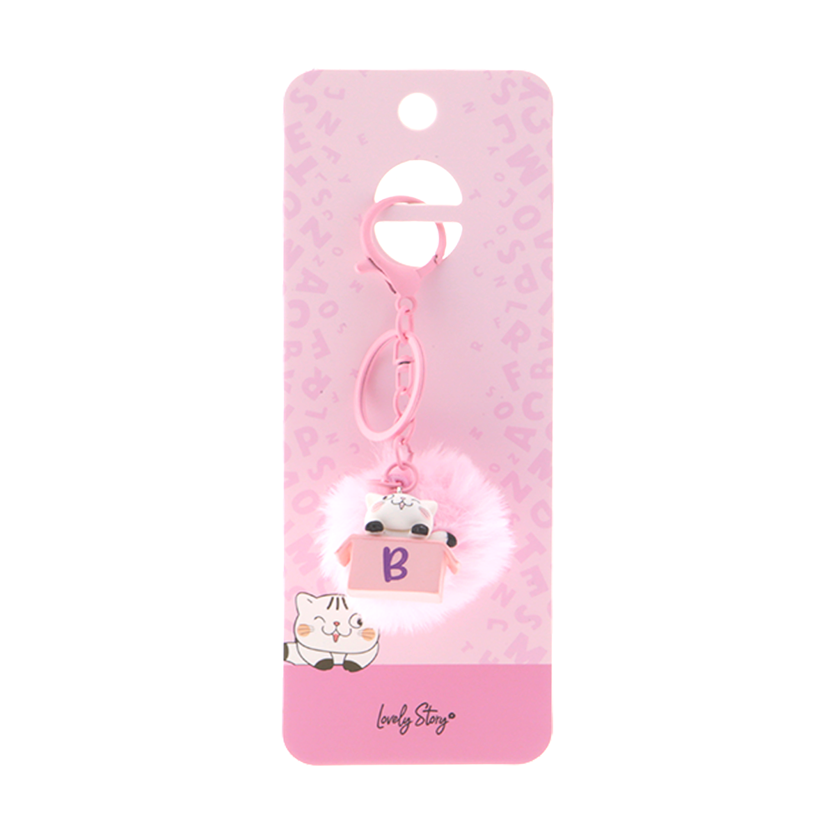 Llavero con iniciales Gatito - Rosa