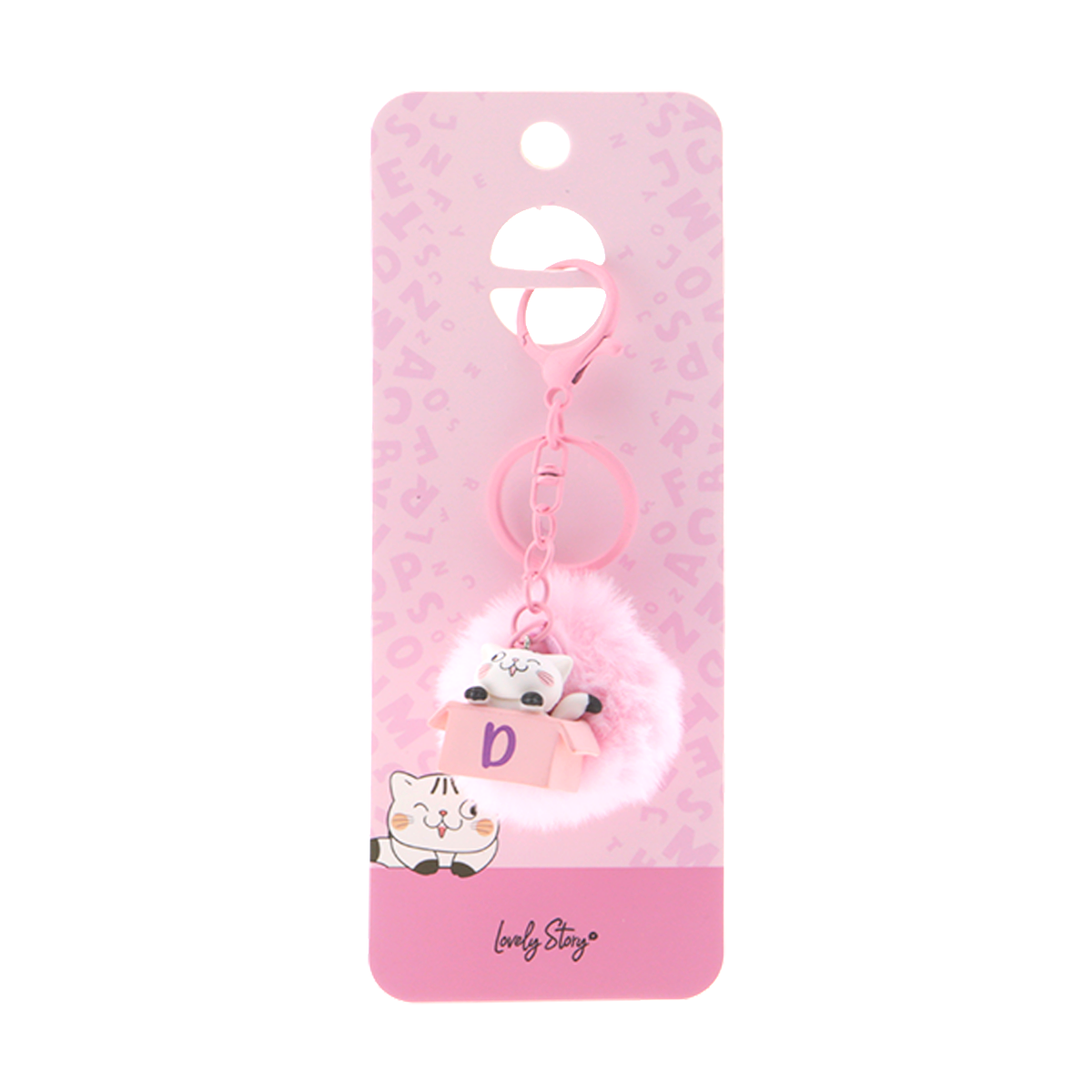 Llavero con iniciales Gatito - Rosa