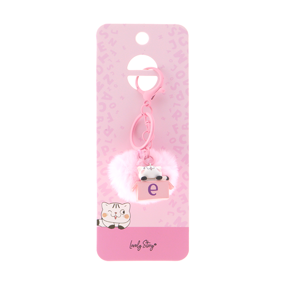 Llavero con iniciales Gatito - Rosa
