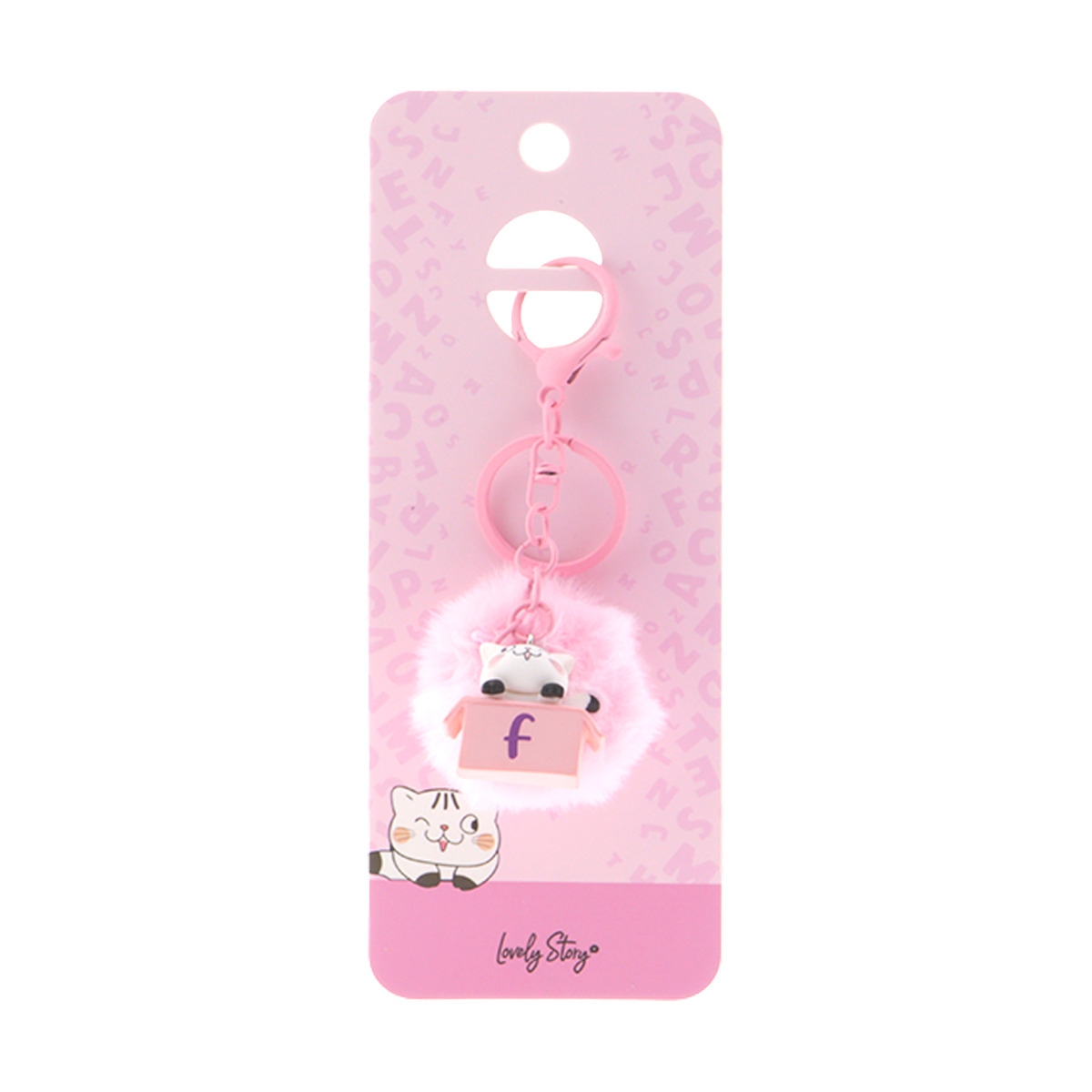 Llavero con iniciales Gatito - Rosa
