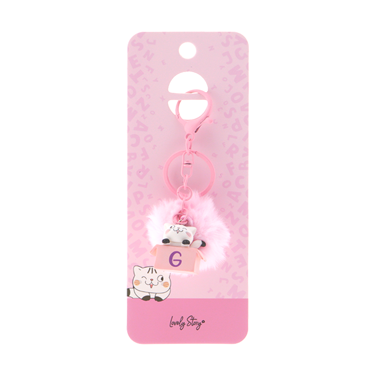 Llavero con iniciales Gatito - Rosa