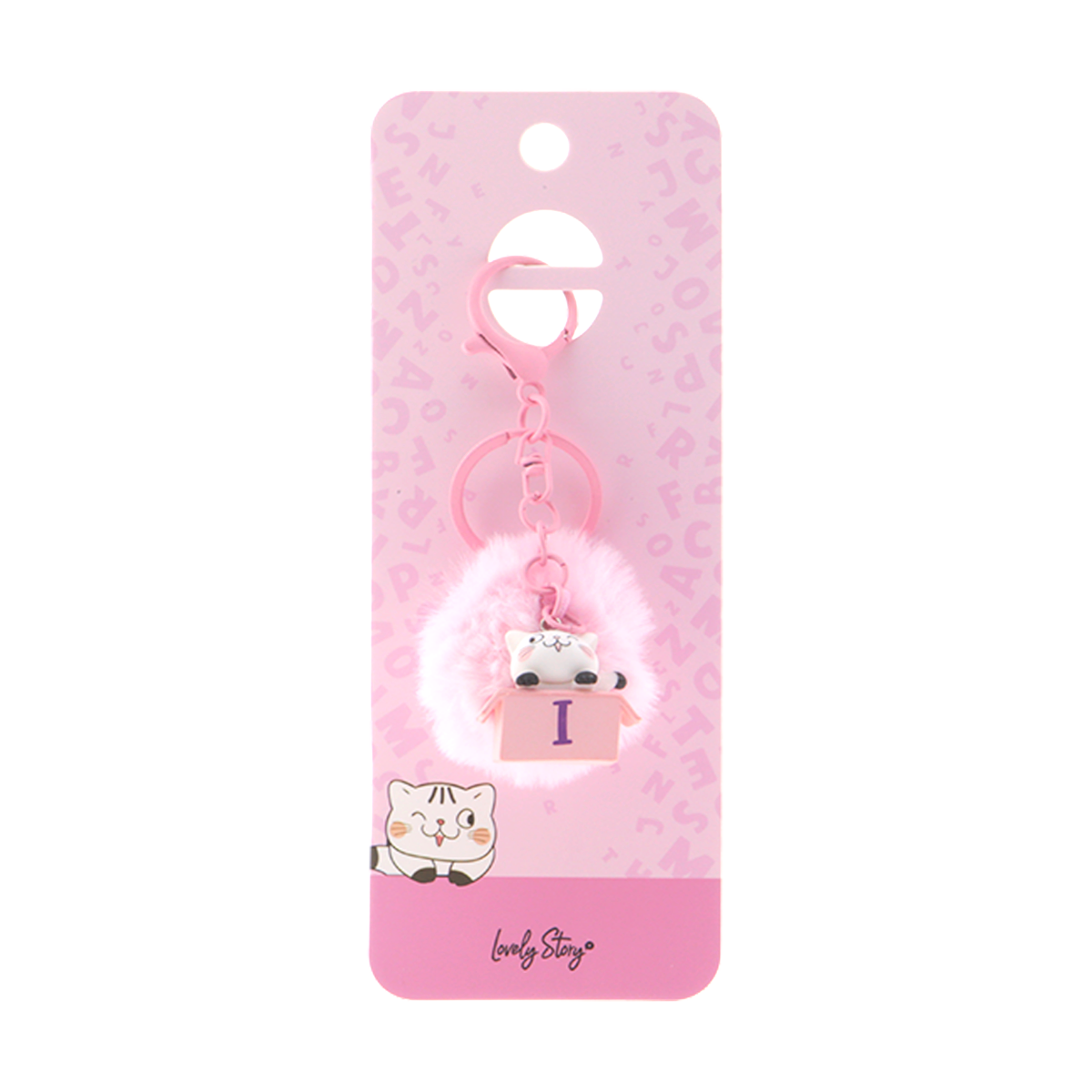 Llavero con iniciales Gatito - Rosa
