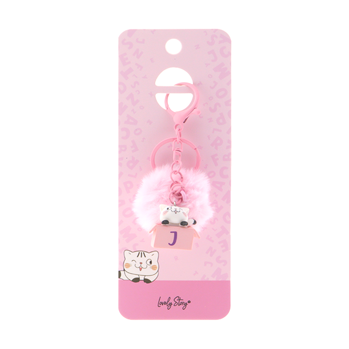 Llavero con iniciales Gatito - Rosa