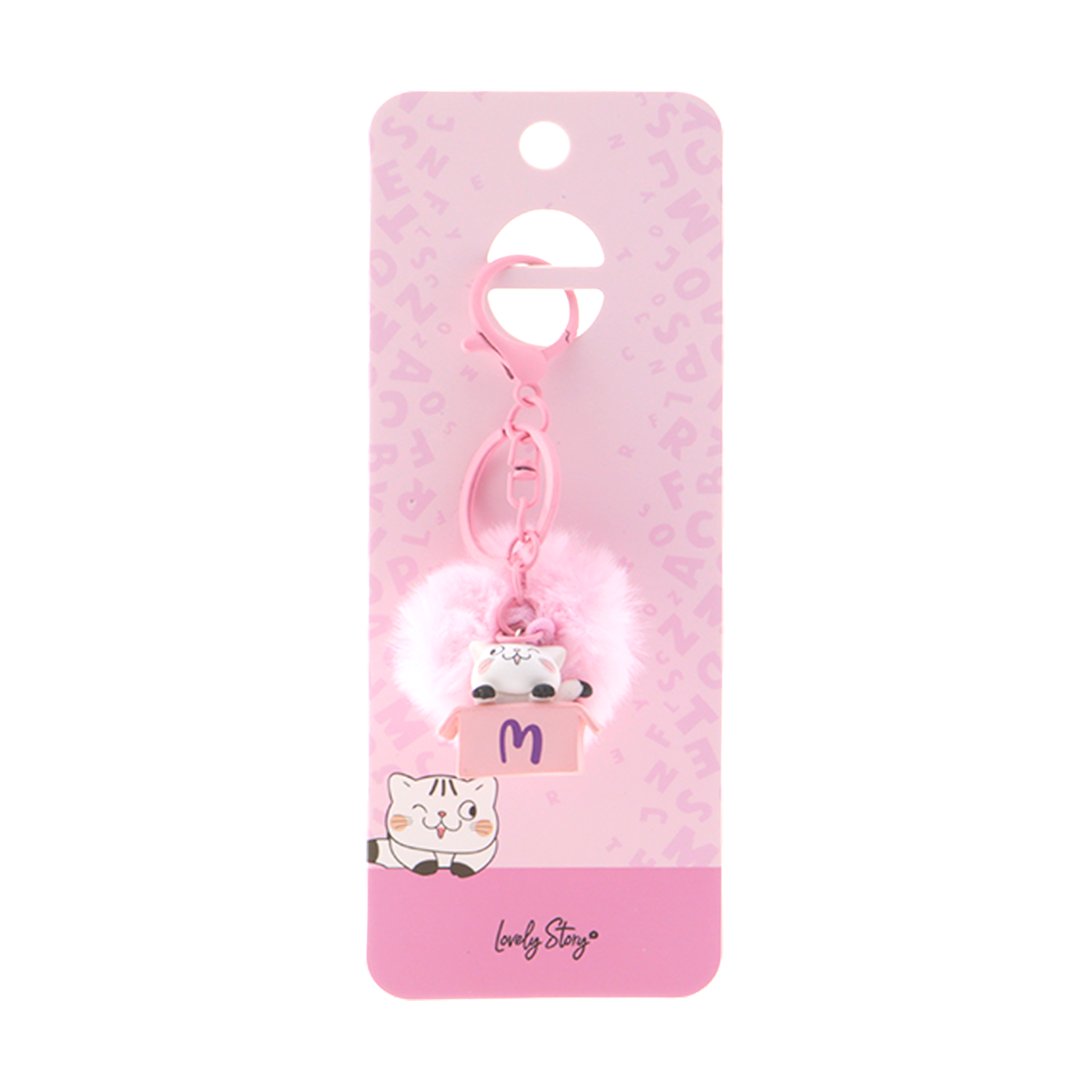 Llavero con iniciales Gatito - Rosa
