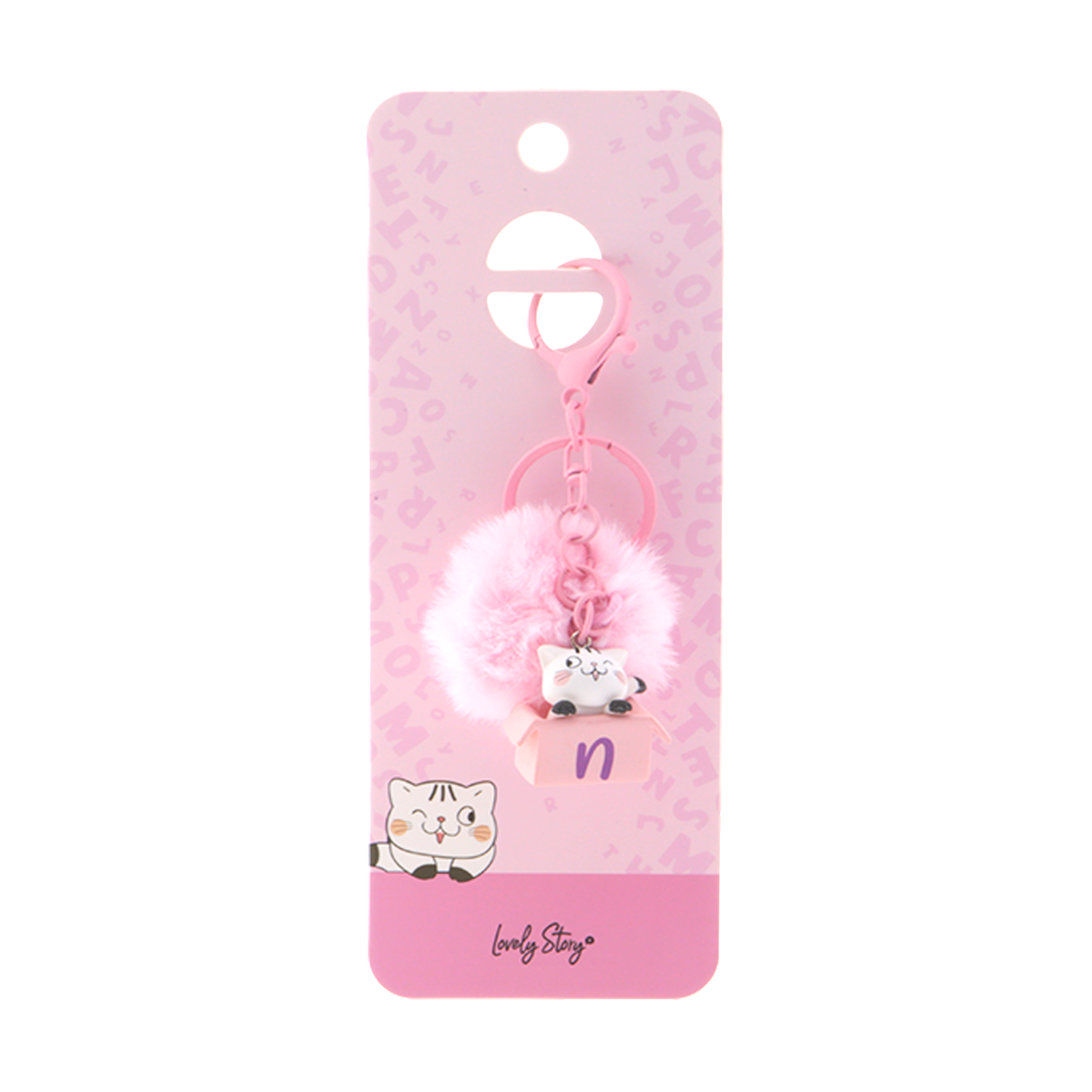 Llavero con iniciales Gatito - Rosa