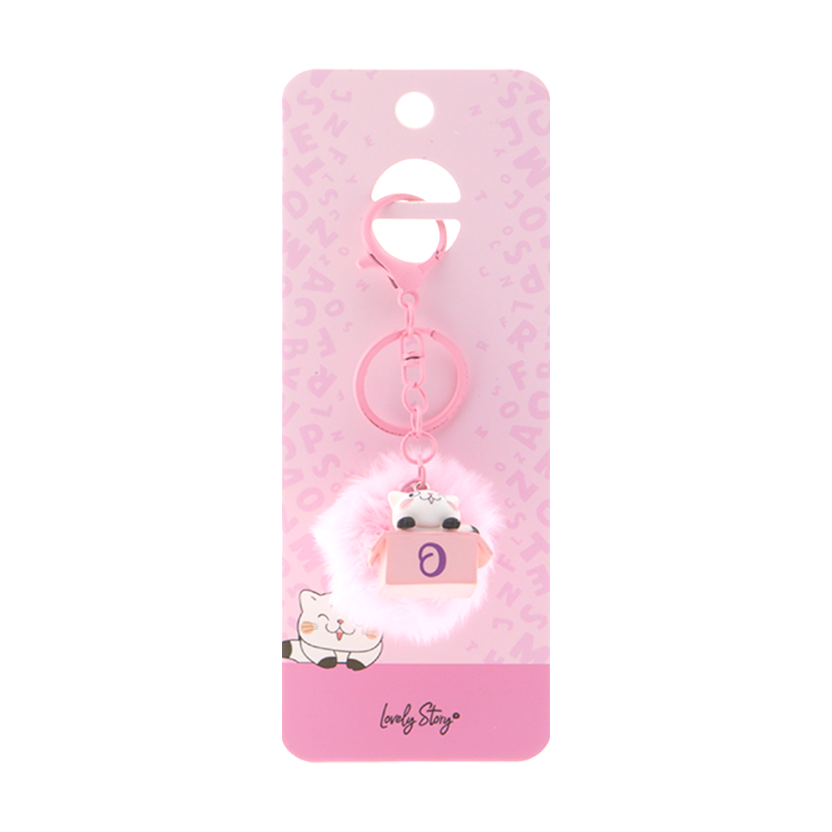 Llavero con iniciales Gatito - Rosa