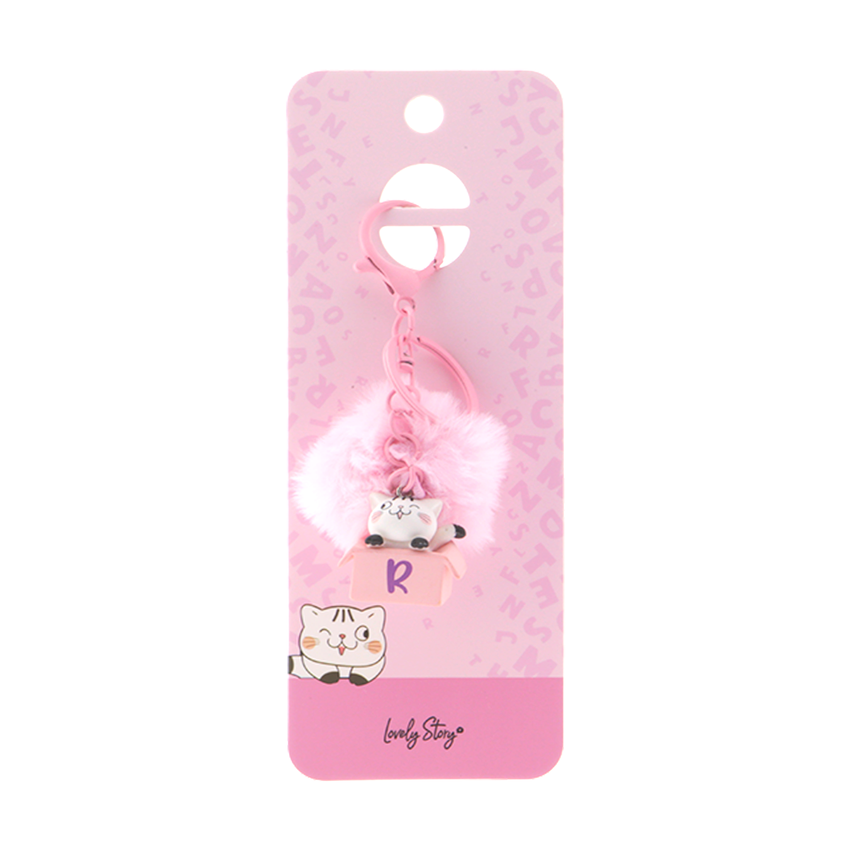 Llavero con iniciales Gatito - Rosa