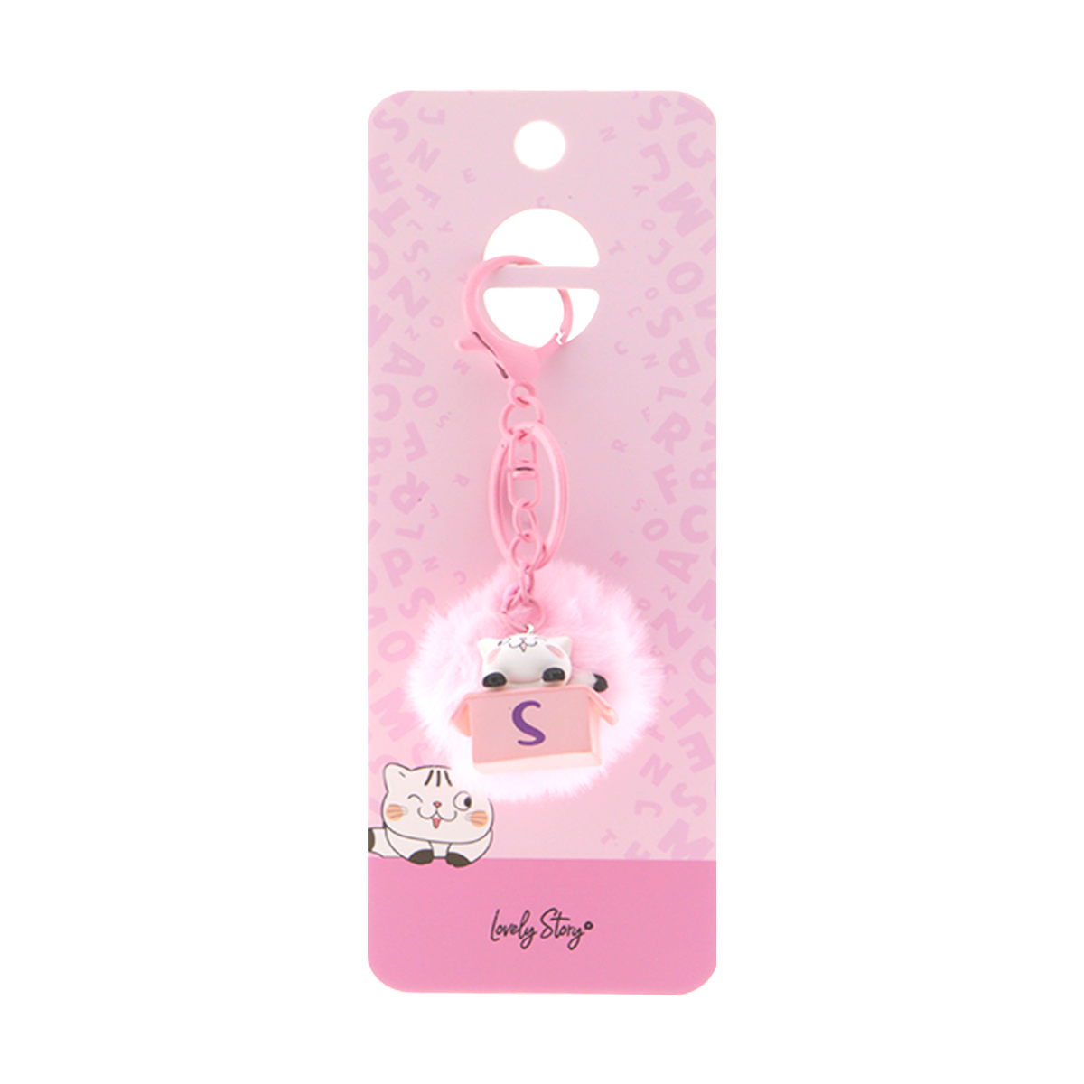 Llavero con iniciales Gatito - Rosa