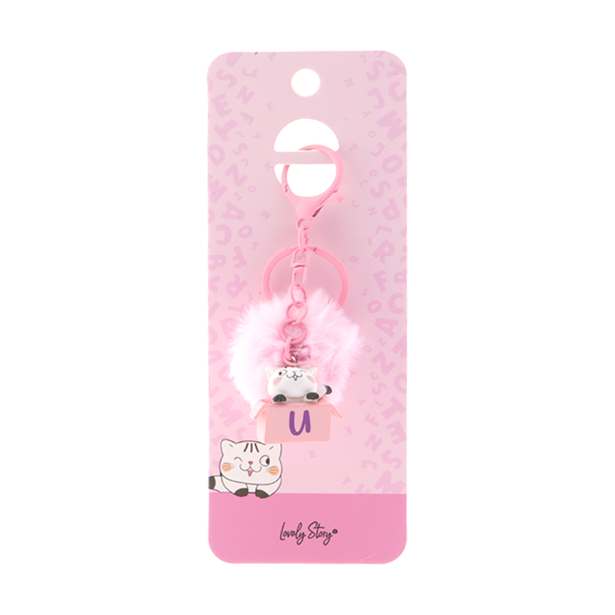 Llavero con iniciales Gatito - Rosa