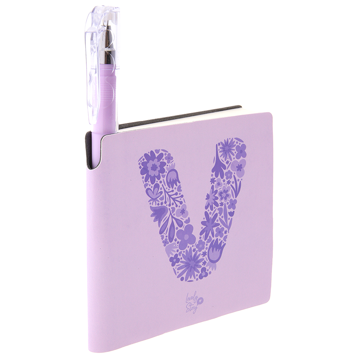 Cuaderno con inicial y boli - Lila