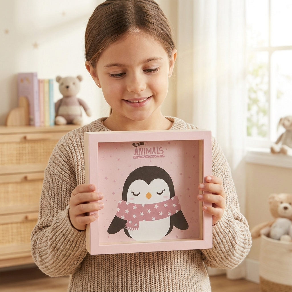 Hucha de madera - Penguin