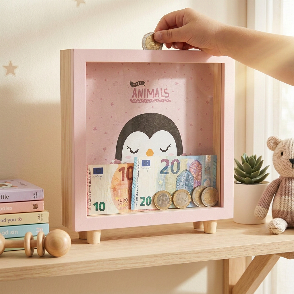 Hucha de madera - Penguin
