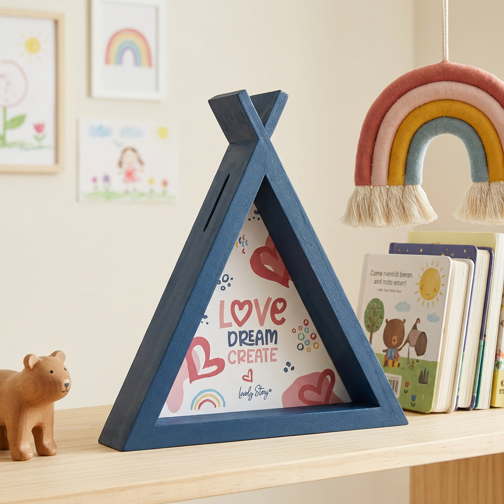 Hucha tipi - Love, Dream, Create - Dark Blue