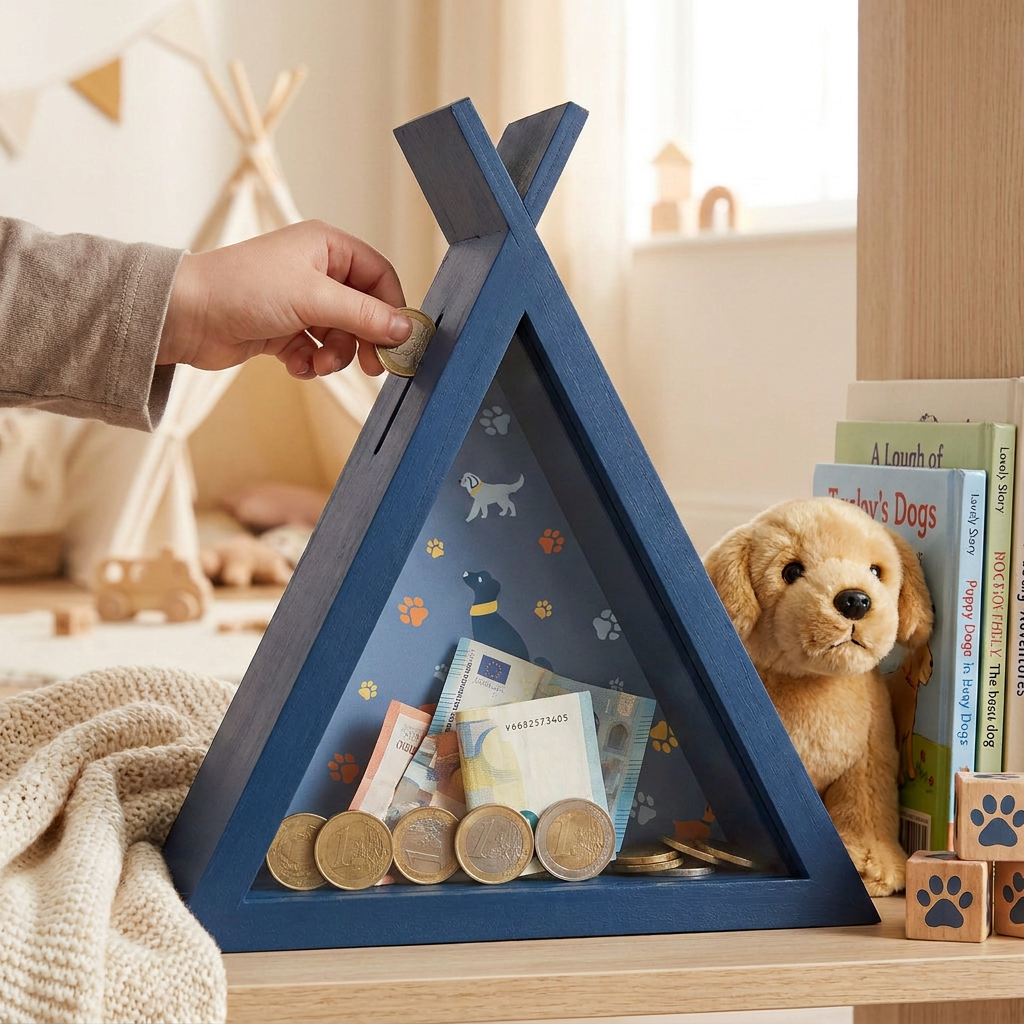 Hucha tipi - Puppy Adventures - Dark Blue