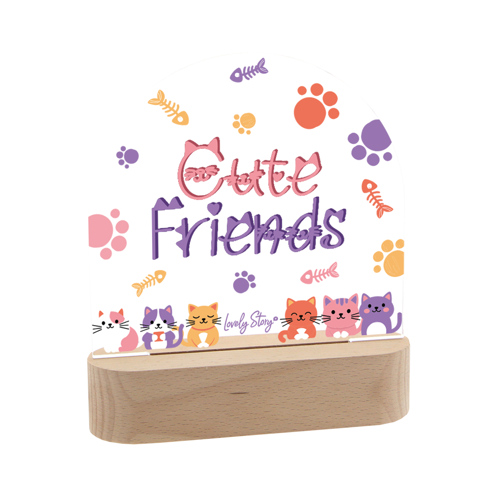 Lámpara de madera personalizable - Cute Friends