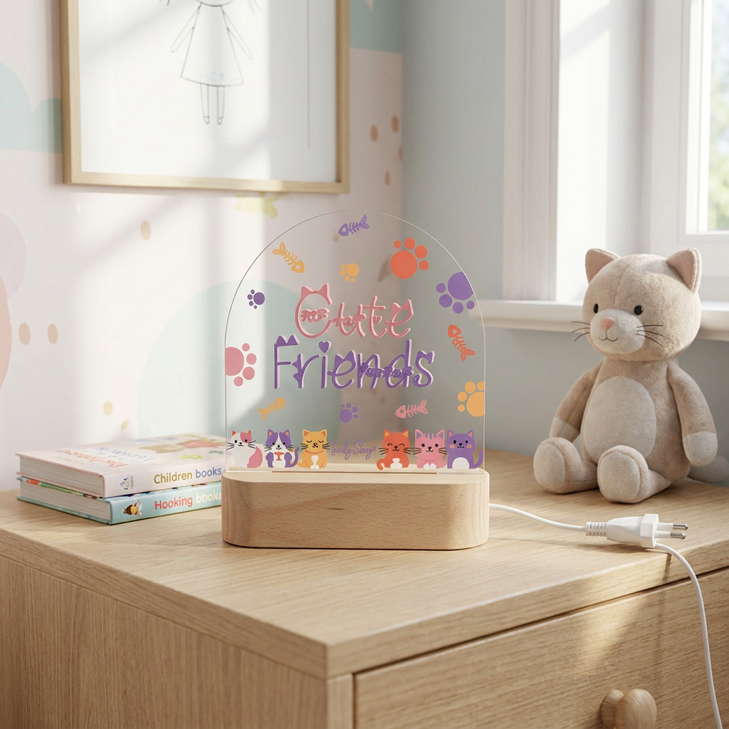 Lámpara de madera personalizable - Cute Friends