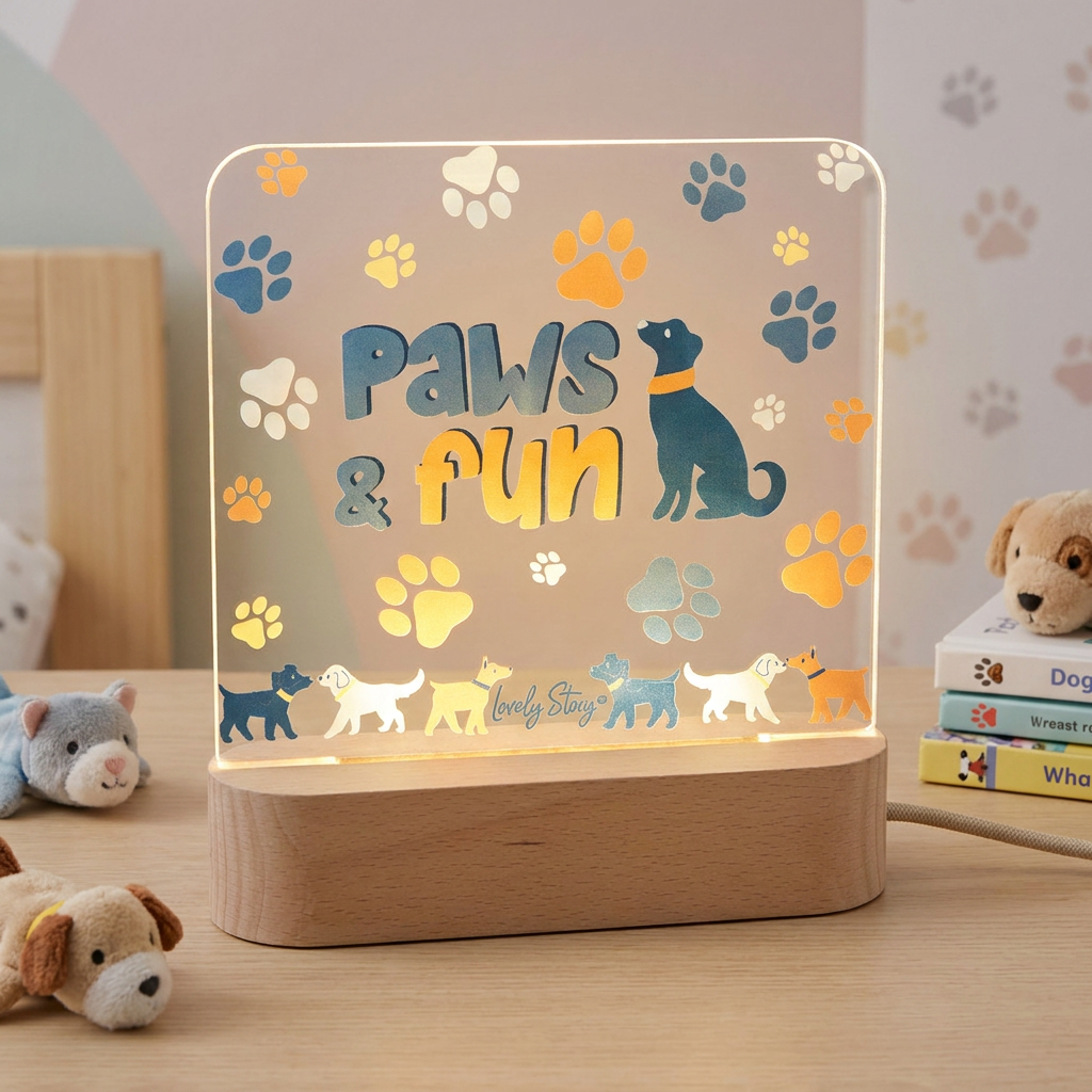 Lámpara de madera personalizable - Paws & Fun