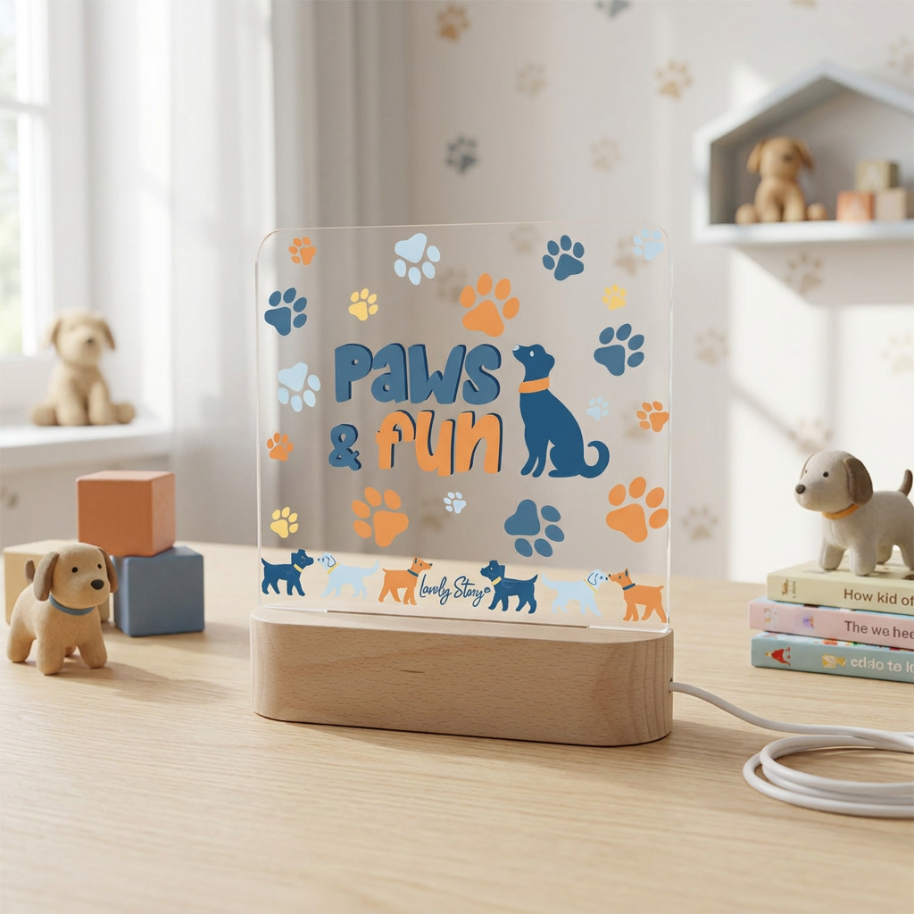 Lámpara de madera personalizable - Paws & Fun