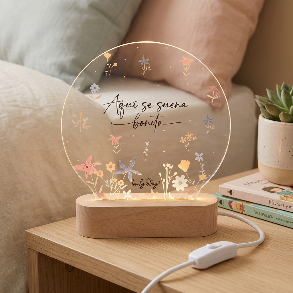 Lámpara de madera - Petal Whisper - Aquí se sueña bonito