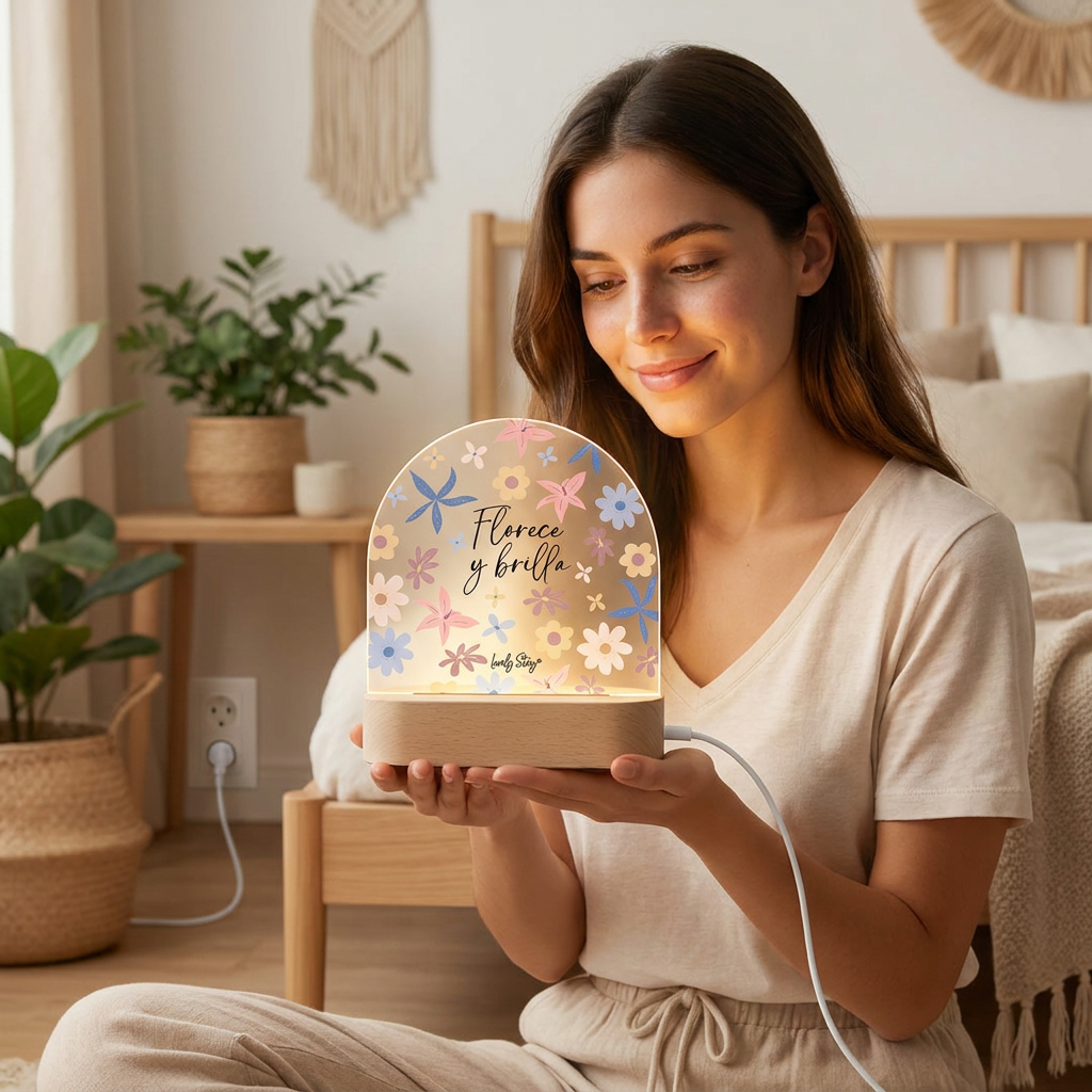 Lámpara de madera - Petal Whisper - Florece y brilla