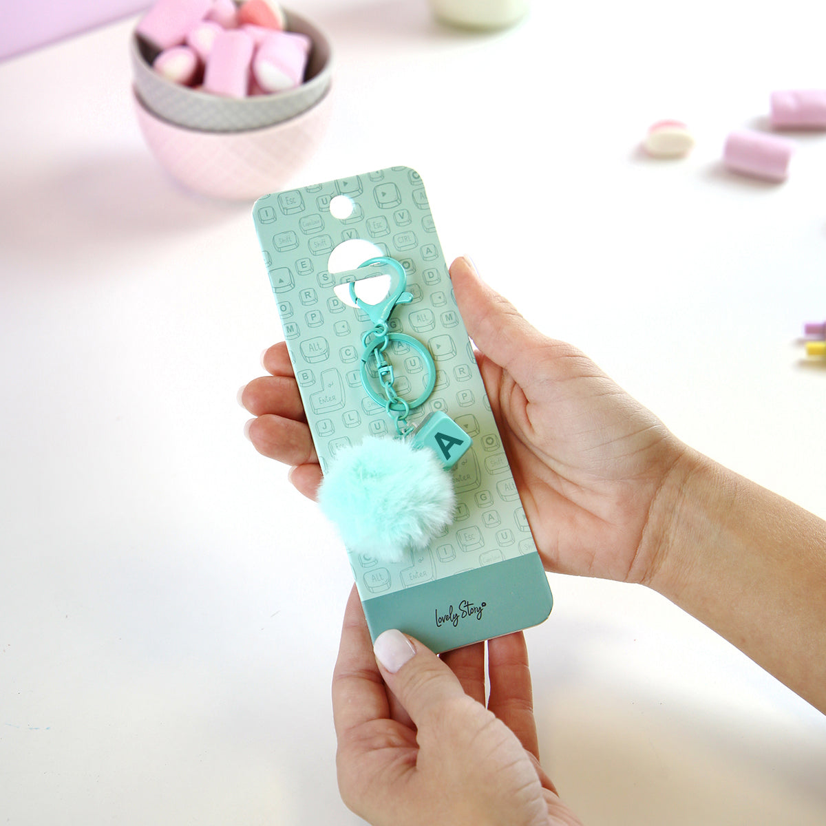 Llavero con iniciales Tecla - Mint