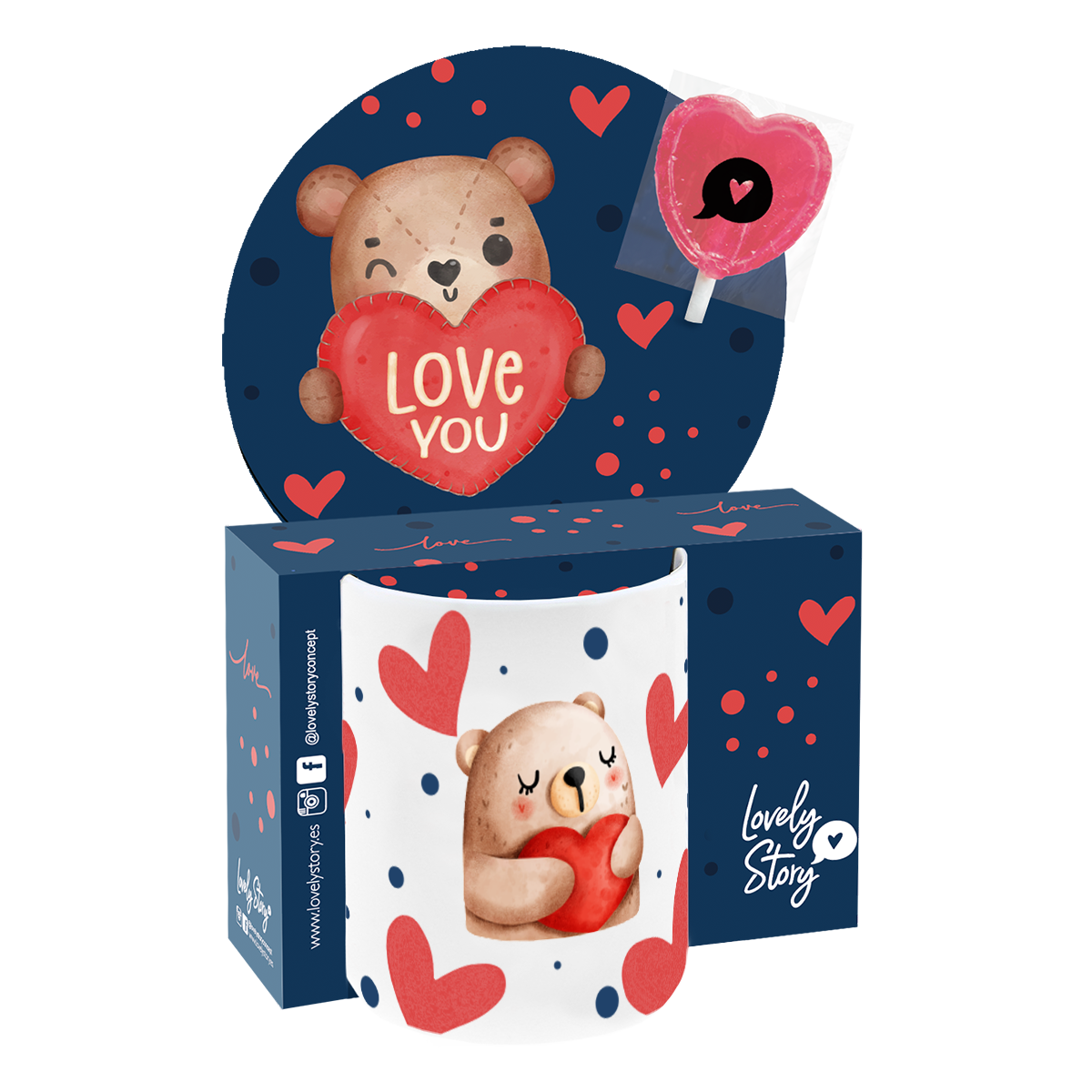 Taza 330ml con Piruleta - Lovely Bears
