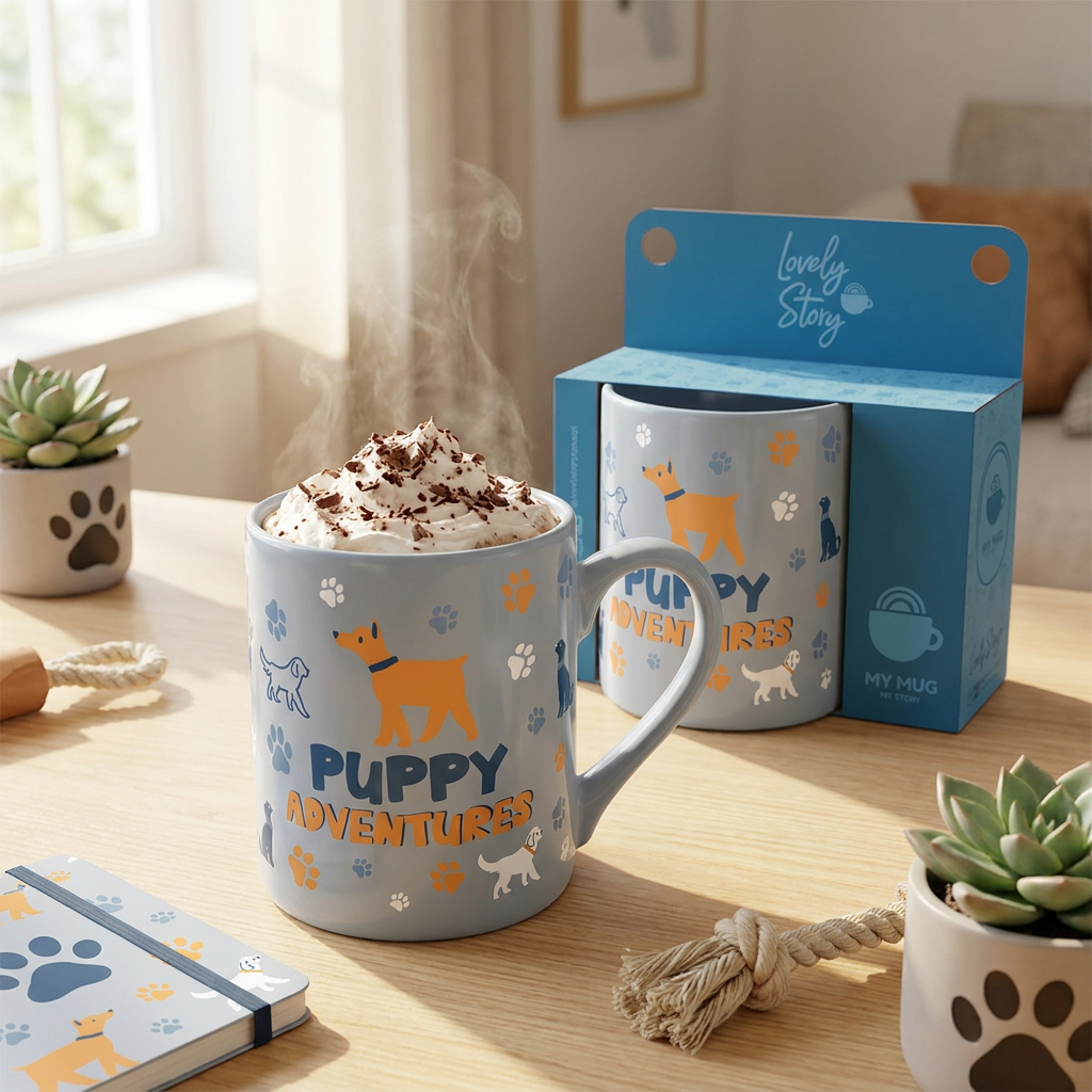 Taza 330 ml - Puppy Adventures - Petrol Blue
