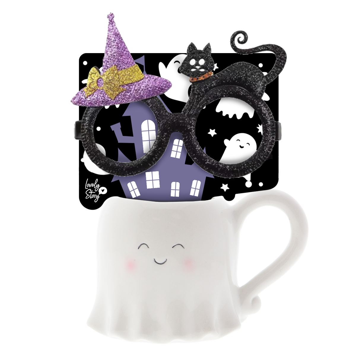 Taza de Cerámica + Gafas Divertidas – Halloween | Lovely Story