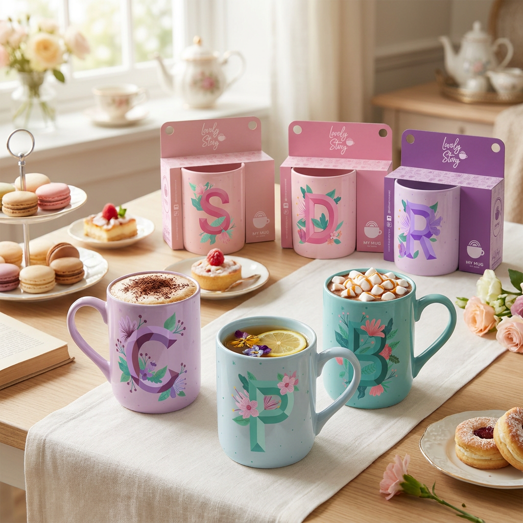 Taza de Cerámica – Initial Blossom | Lovely Story