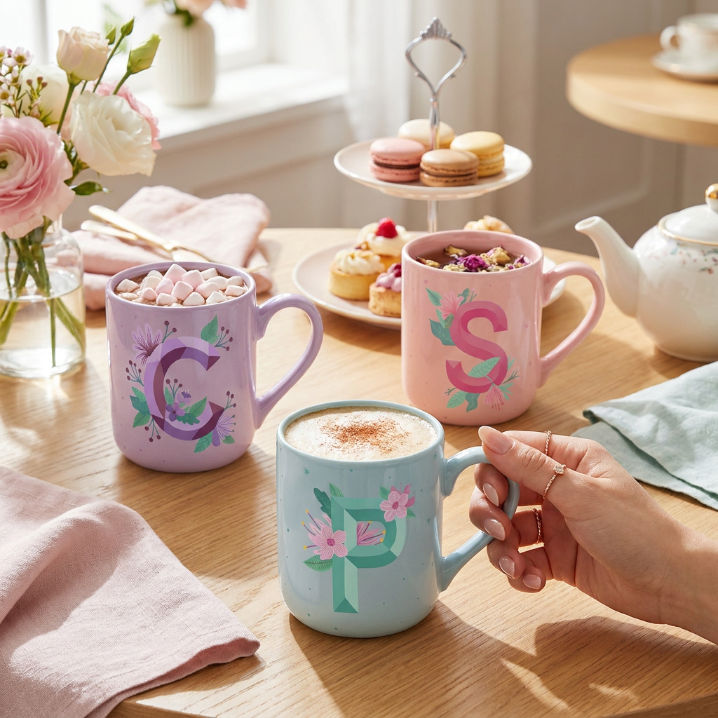 Taza de Cerámica – Initial Blossom | Lovely Story