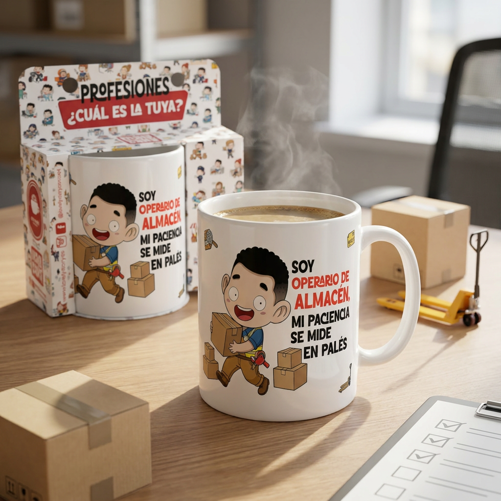Taza de Cerámica – Operario & Operaria de Almacén | Malasaña