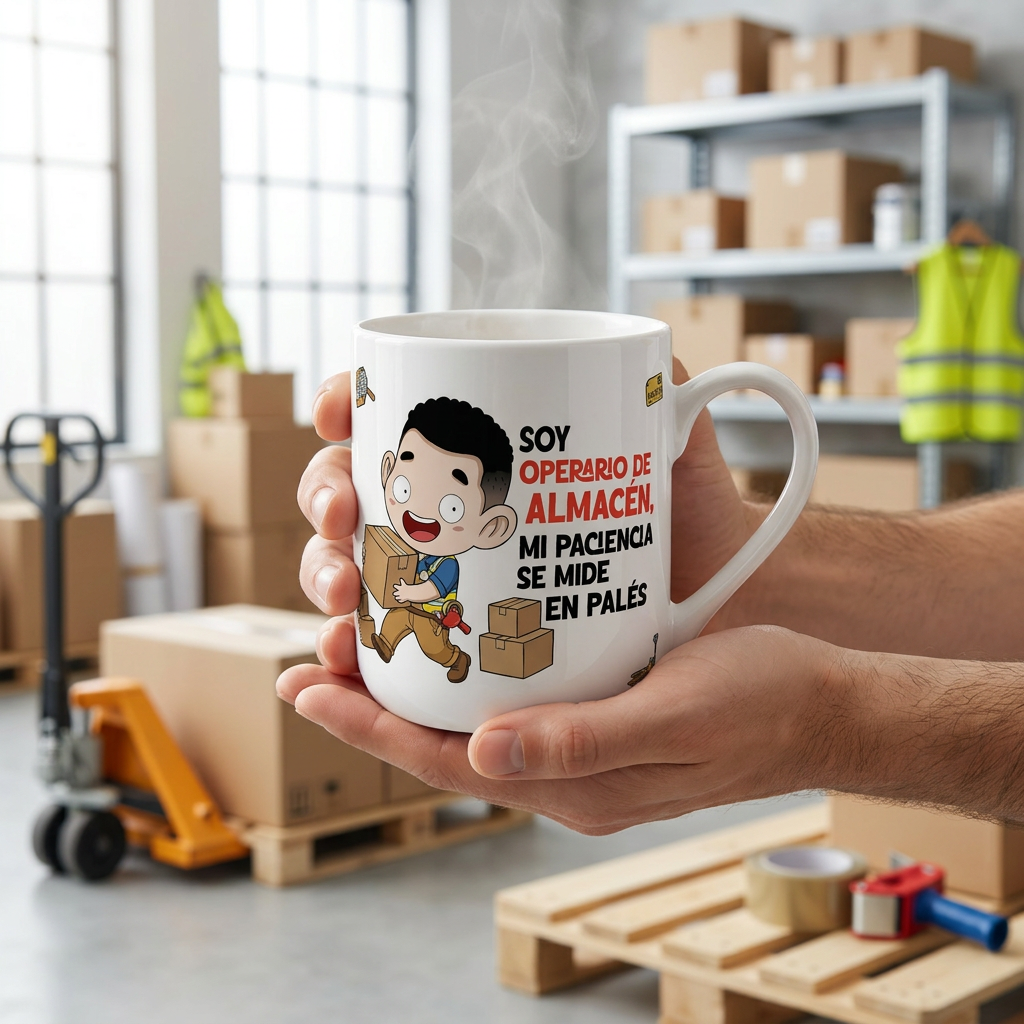 Taza de Cerámica – Operario & Operaria de Almacén | Malasaña