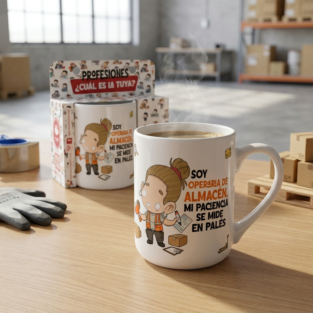 Taza de Cerámica – Operario & Operaria de Almacén | Malasaña