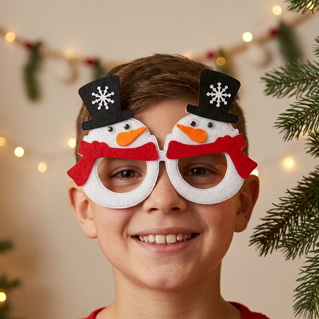 Taza con Forma de Muñeco de Nieve 350 ml + Gafas de Navidad