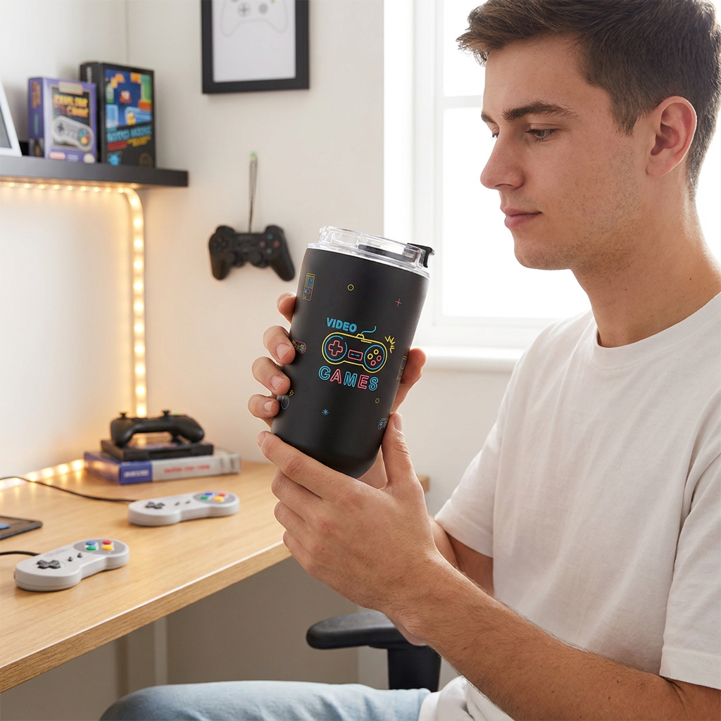 Vaso Térmico de Acero Inoxidable con Interior Cerámico - Neon Score