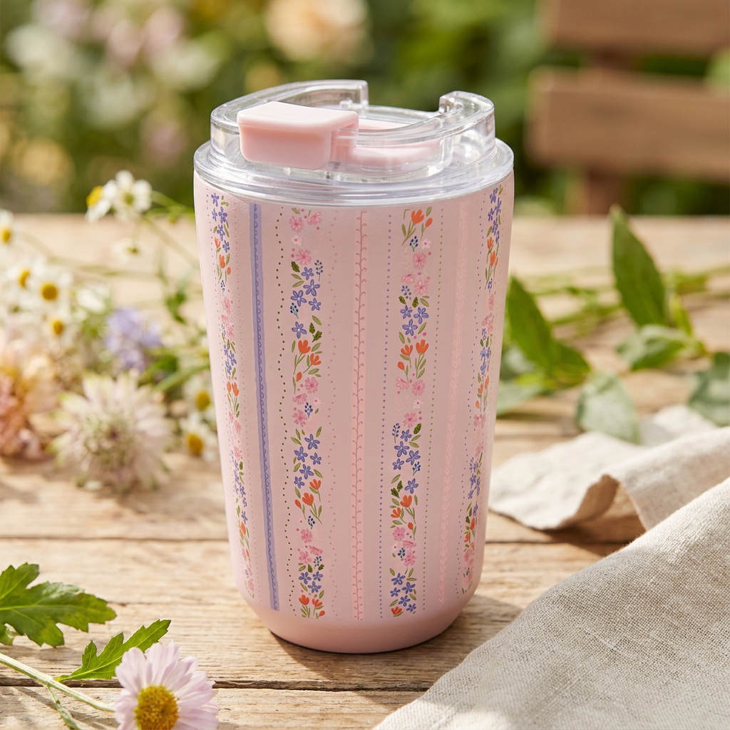 Vaso Térmico de Acero Inoxidable con Interior Cerámico - Petal Lines | Aurea