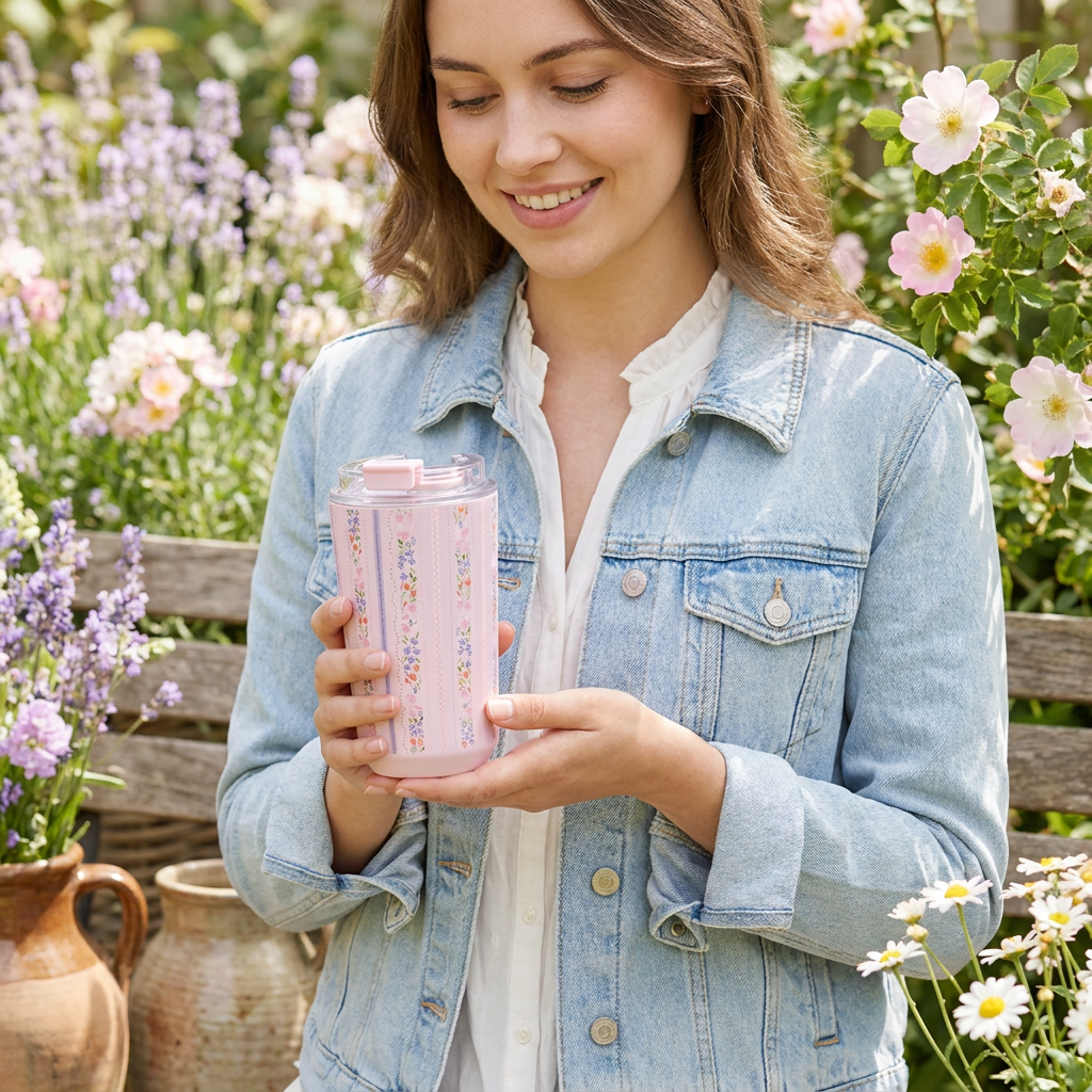 Vaso Térmico de Acero Inoxidable con Interior Cerámico - Petal Lines | Aurea