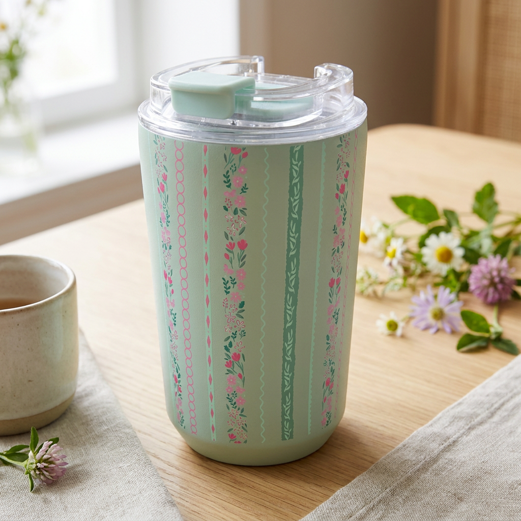 Vaso Térmico de Acero Inoxidable con Interior Cerámico - Petal Lines | Aurea