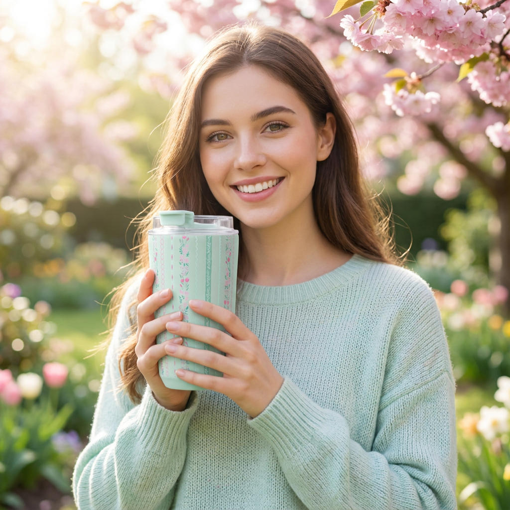 Vaso Térmico de Acero Inoxidable con Interior Cerámico - Petal Lines | Aurea