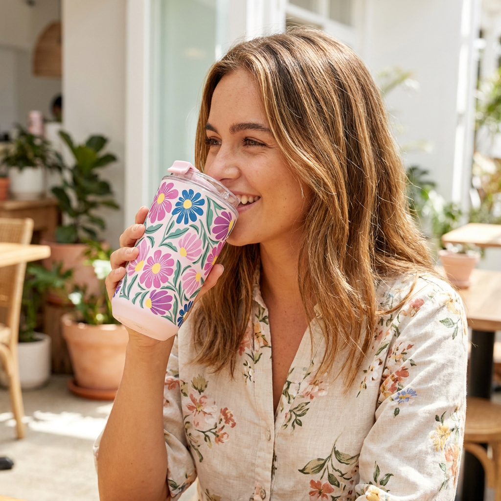 Vaso Térmico de Acero Inoxidable con Interior Cerámico - Tropic Bloom | Aurea