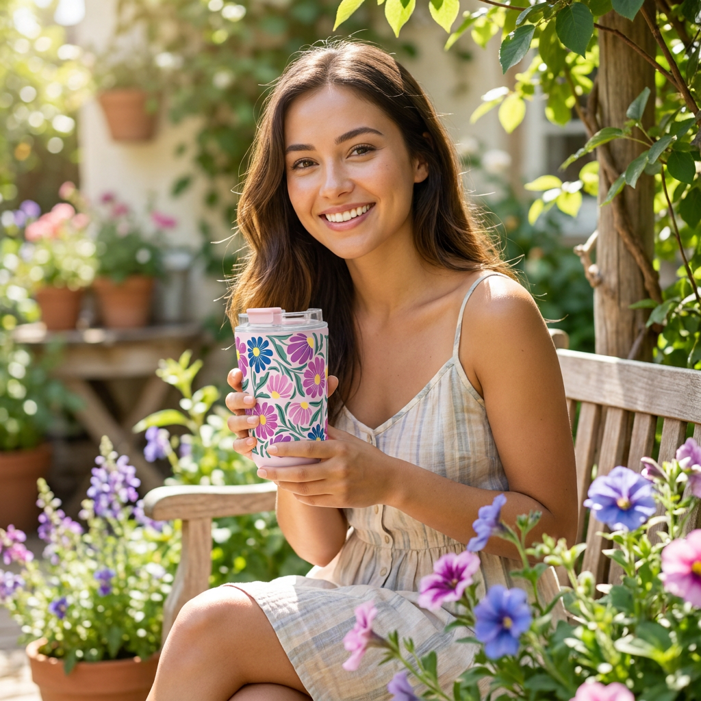 Vaso Térmico de Acero Inoxidable con Interior Cerámico - Tropic Bloom | Aurea