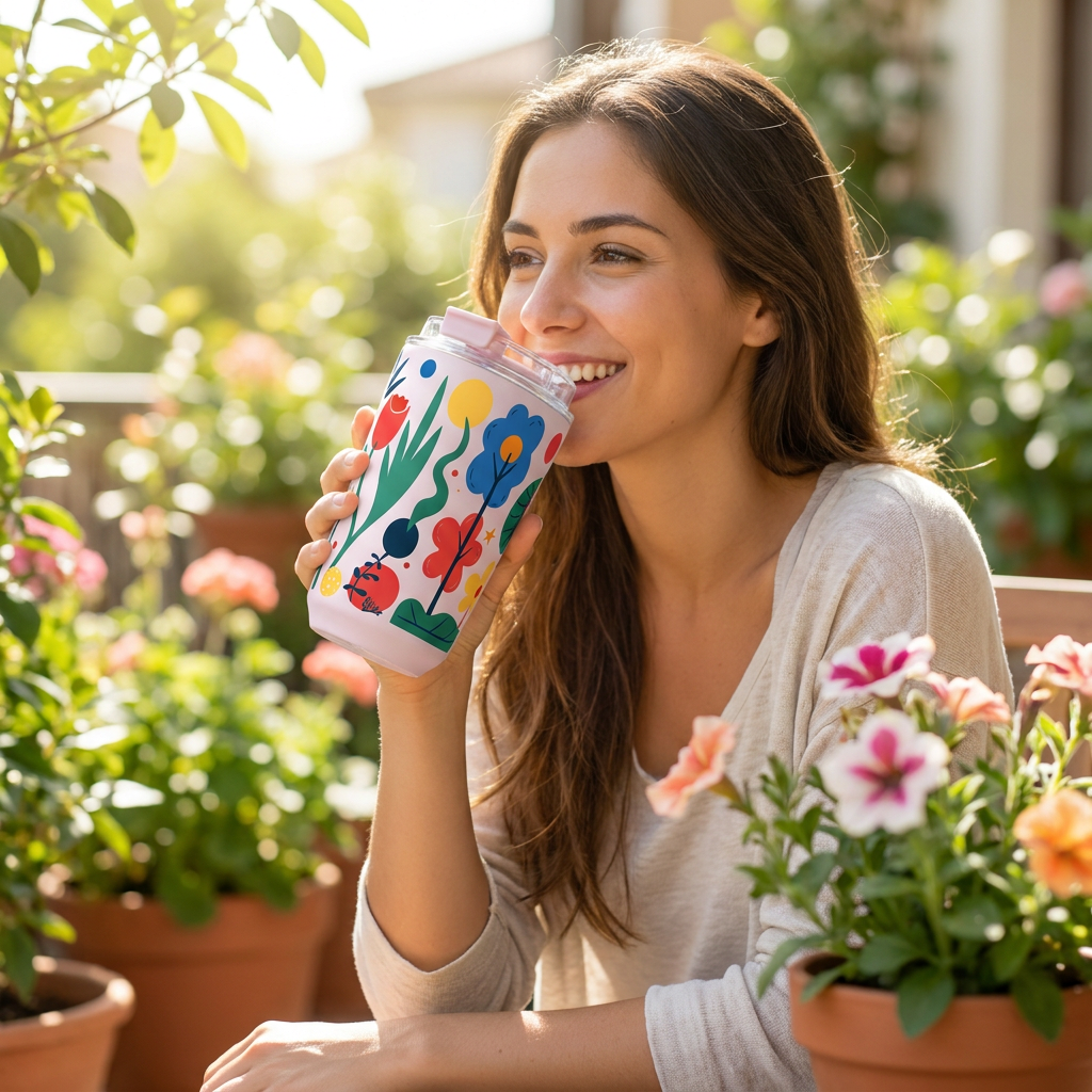 Vaso Térmico de Acero Inoxidable con Interior Cerámico - Happy Garden | Aurea