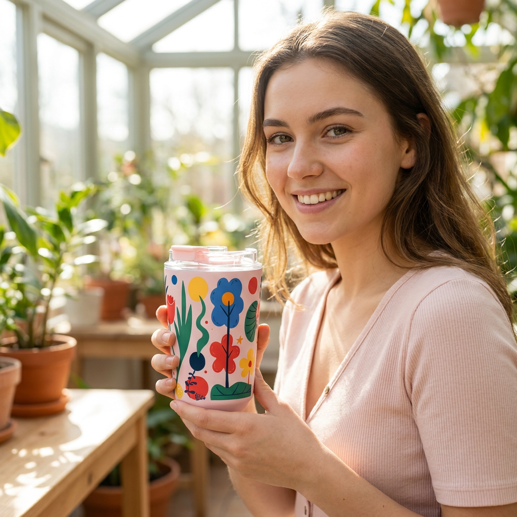 Vaso Térmico de Acero Inoxidable con Interior Cerámico - Happy Garden | Aurea