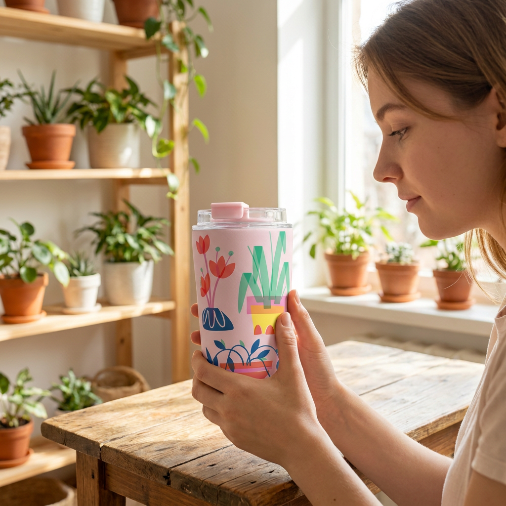 Vaso Térmico de Acero Inoxidable con Interior Cerámico - Little Botanical | Aurea