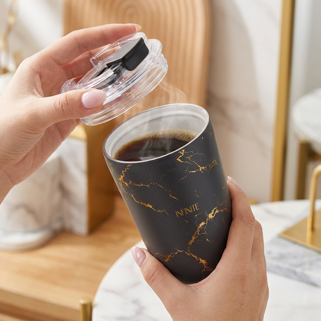 Vaso Térmico de Acero Inoxidable con Interior Cerámico - Pure Gold | Aurea