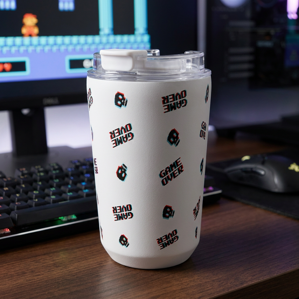 Vaso Térmico de Acero Inoxidable con Interior Cerámico - Arcade Skull | Aurea