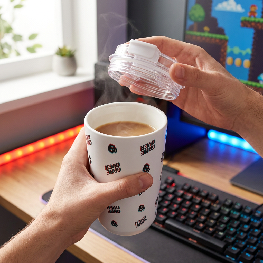 Vaso Térmico de Acero Inoxidable con Interior Cerámico - Arcade Skull | Aurea