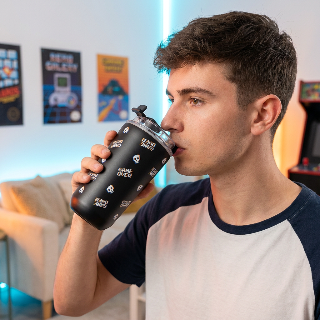 Vaso Térmico de Acero Inoxidable con Interior Cerámico - Arcade Skull | Aurea
