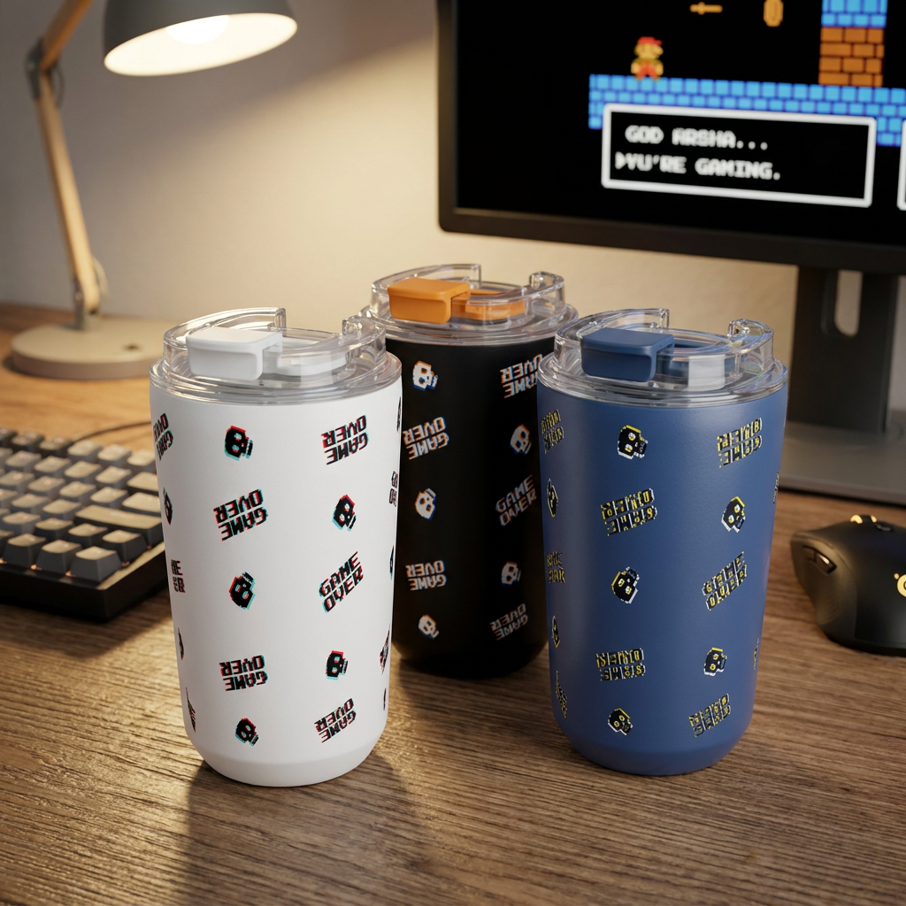 Vaso Térmico de Acero Inoxidable con Interior Cerámico - Arcade Skull | Aurea